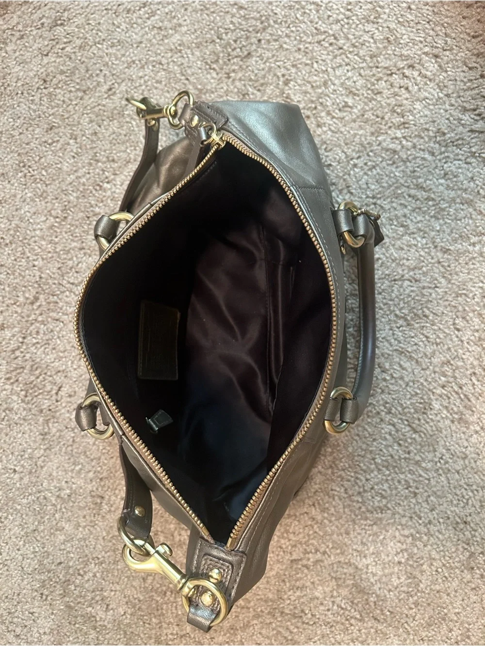 Coach Metallic Pewter Leather Satchel - Pewter